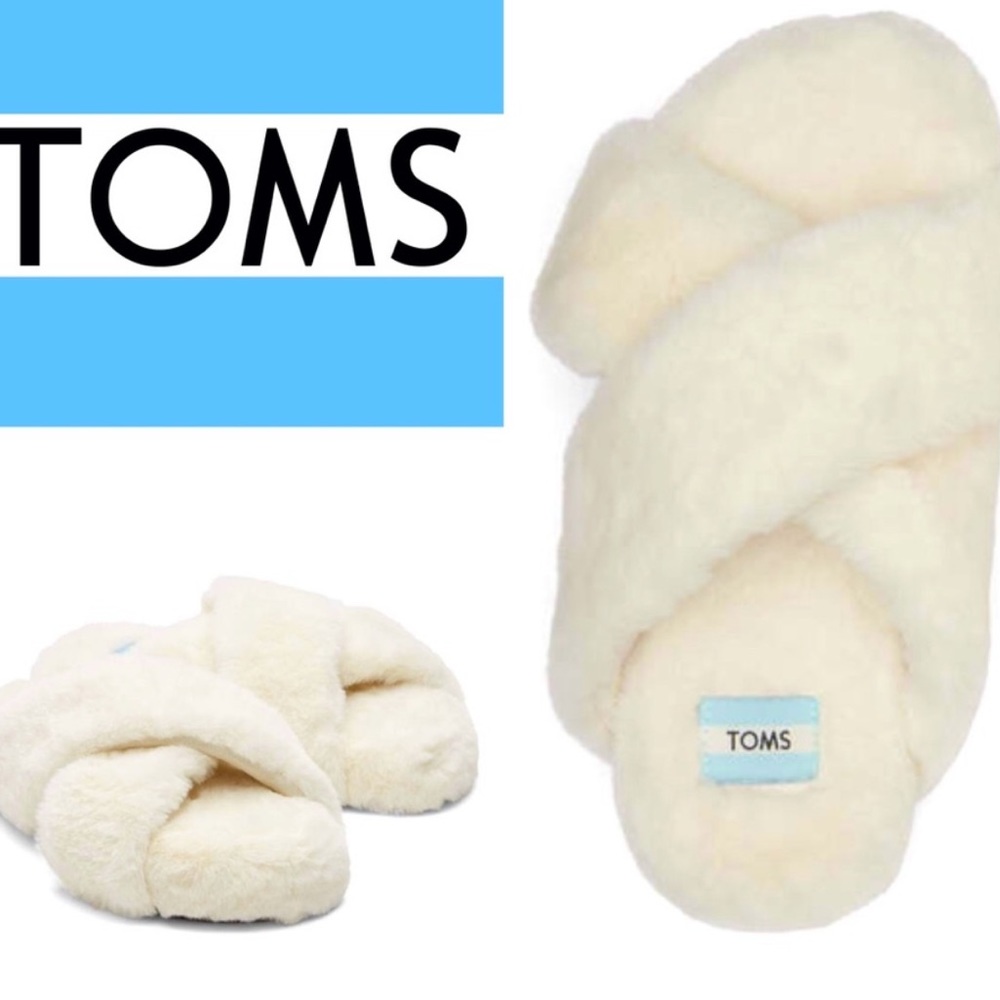 TOMS Susie white Faux Fur Slippers